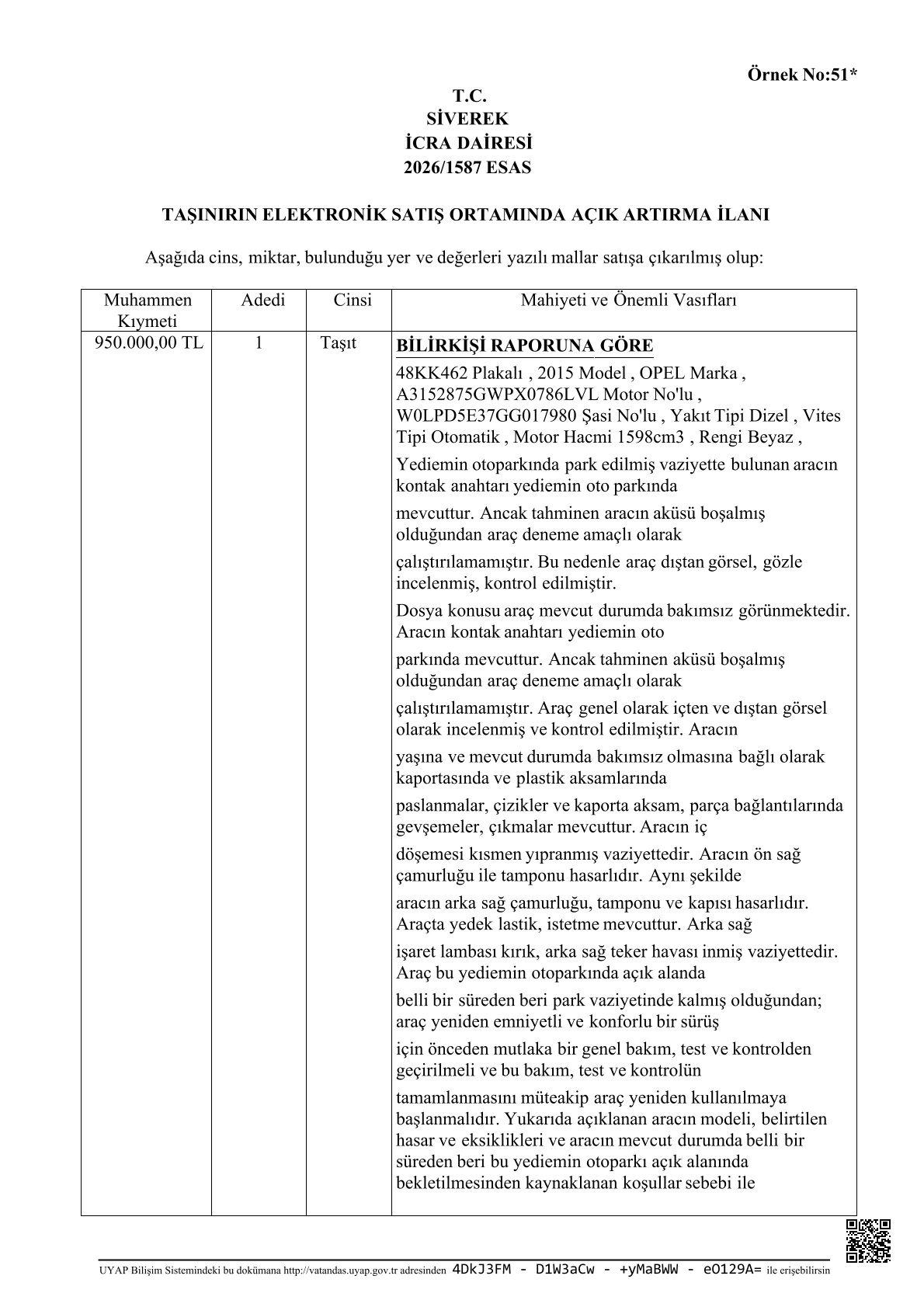 İCRA DAİRESİ TAŞINMAZIN ELEKTRONİK SATIŞ ORTAMINDA AÇIK ARTIRMA ILANİ -21
